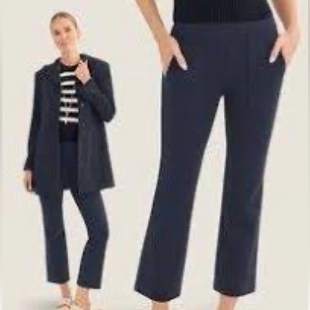 CAbi Navy Cropped Straight-Leg Pants
